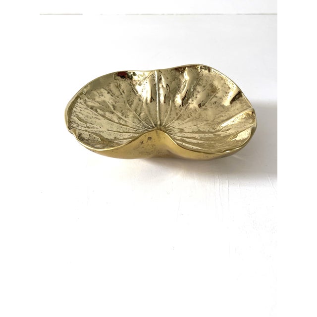 Brass Solid Brass Lotus Leaf Bowl / Catchall - Virgina MetalCrafters For Sale - Image 8 of 11