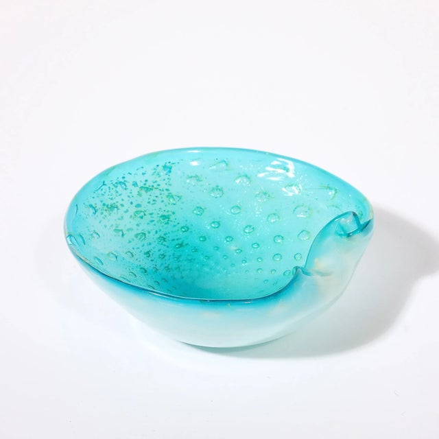 Mid-Century Modernist Hand-Blown Murano Glass Dish W/ Curved Detailing For Sale - Image 9 of 12