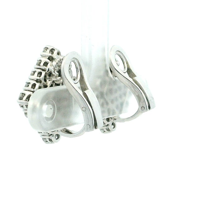 1990s 1990s Pair of Italian 18k White Gold 5 Carat Diamond Pavé Cluster Earrings For Sale - Image 5 of 18