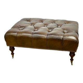 Leather Ottoman by Hancock & Moore Furniture For Sale