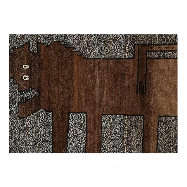 Modern Animal Pictorial Lion Shiraz Persian Hand Knotted Wool Rug For Sale - Image 3 of 4