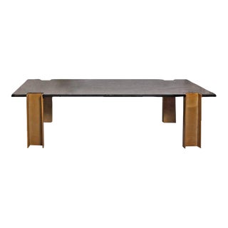 Contemporary Alcide Marble Top Brass Coffee Table from CB2 For Sale