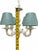 Vintage Shabby Chic 4 Arm Small Chandelier Green Fabric Shades Made in Spain For Sale In Pittsburgh - Image 6 of 7