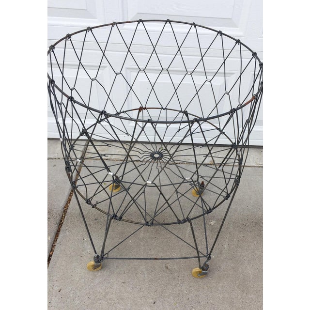 Vintage Industrial Collapsible Wire Laundry Basket on Casters Chairish
