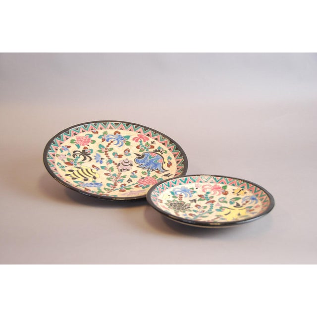 Vintage Ceramic Plates by Jérôme Massier, 1950s, Set of 2, in Good conditions. Designed 1950 to 1959 This piece has an...