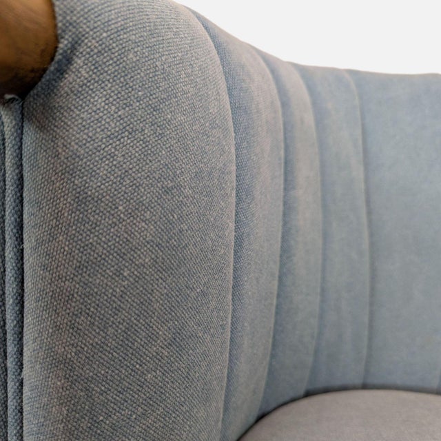 Moe's Light Blue Lounge Chair With Wood Frame and Metal Leg Accents For Sale - Image 9 of 10