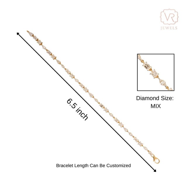 Luxury 4.89 Ct Mixed Cut Diamond Bracelet in 18k Yellow Gold Fine Jewelry For Sale - Image 9 of 14