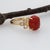2.3Ct Italian Coral Ring With Natural Diamond Accents: Solid 14k Gold, 10x8mm, Size 5 For Sale In Columbus - Image 6 of 8