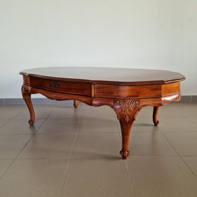 Carved Wood Chippendale Coffee Table with Drawers and Brass Handles For Sale - Image 5 of 9