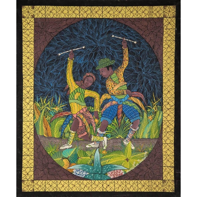 Saincilus Ismael, Dancers, Haitian Naive Painting, c.1970's For Sale