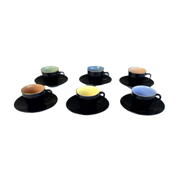 Mid-Century Modern Set of Six Colorful Cups, Ditmar Urbach, Czechoslovakia, 1950s For Sale - Image 3 of 11
