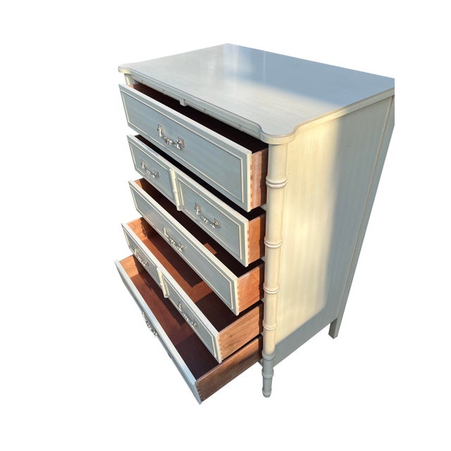 Ornamental & Decorative Materials Vintage Henry Link Faux Bamboo Tall Dresser High Boy Bali Hai For Sale - Image 7 of 12