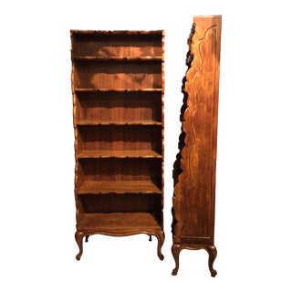 1950s French Tall Wood Bookcases - A Pair For Sale