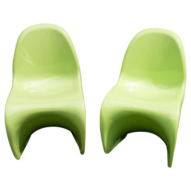 Panton Classic Chairs in Lime Green - A Pair For Sale - Image 13 of 13