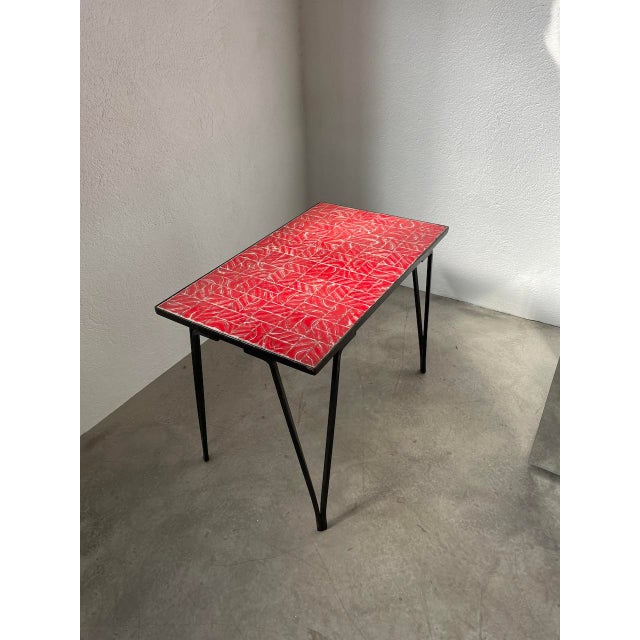 1950s Red Ceramic Coffee Table, 1950s For Sale - Image 5 of 18