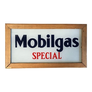 Mobilgas Special Gas Pump Glass Insert Framed For Sale
