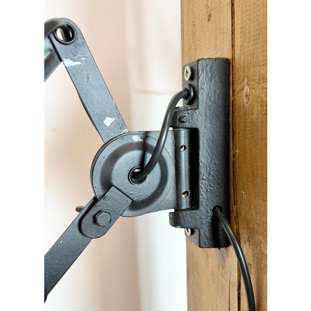 1950s Industrial Black Enamel Scissor Wall Lamp, 1950s For Sale - Image 5 of 18