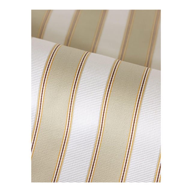 The House of Scalamandré Piano Stripe Fabric, Flax For Sale