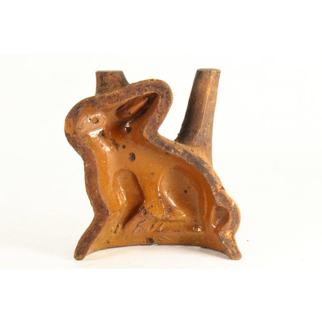 Rare 19th C Pair of Glazed Redware Rabbit Molds, Pennsylvania For Sale - Image 11 of 18