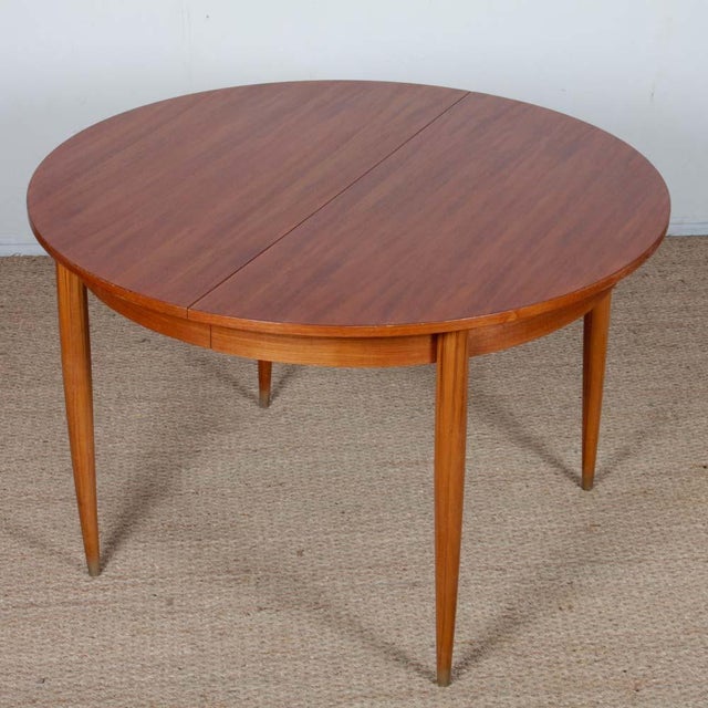 Round Extendable Wooden Dining Table, 1960s For Sale - Image 3 of 8