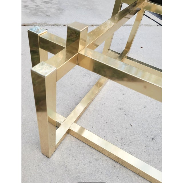 1970s Vintage Large Brass Geometric Modern Mastercraft Style Coffee Table For Sale - Image 5 of 7