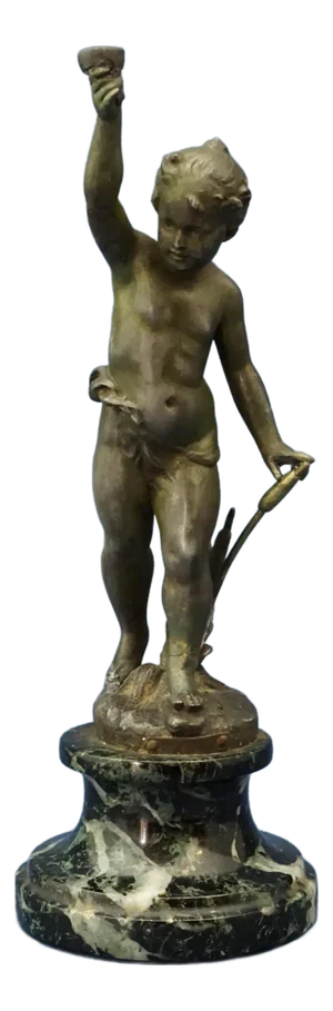 Bronzed Metal La Source Liberty Sculpture of Cherubic Putto by Ernest Justin Ferrand, 19th Century