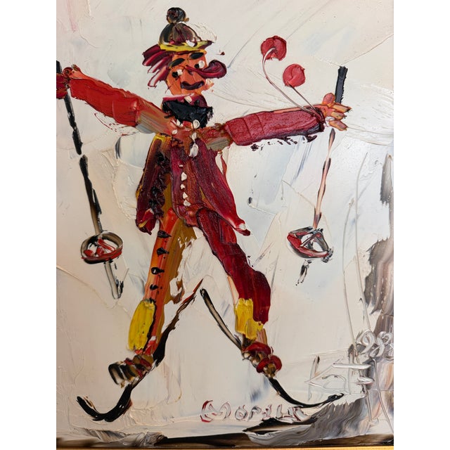 1980 Morris Katz (1931–2010) Original Oil Painting Clown Impasto Palette Knife For Sale - Image 11 of 13