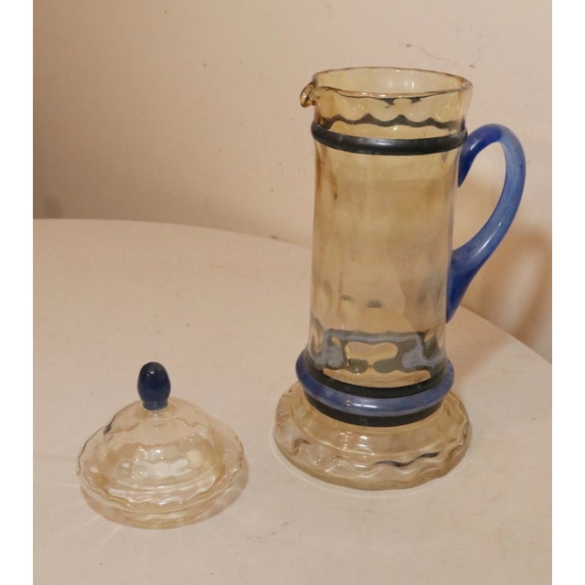Large Vintage Quality Hand Blown Studio Art Glass Lidded Beer Stein Pitcher For Sale - Image 11 of 12