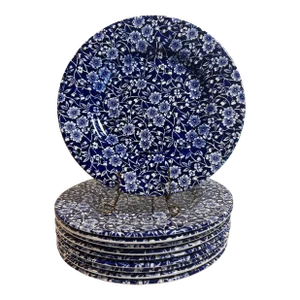 Vintage Queen’s Blue & White Floral Pattern 8.5” Plates Set of 10