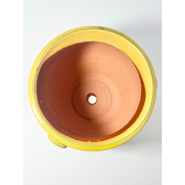 2000 - 2009 Terre E Provence Yellow & Green Ceramic Jardinière Planter Pot For Sale - Image 5 of 8