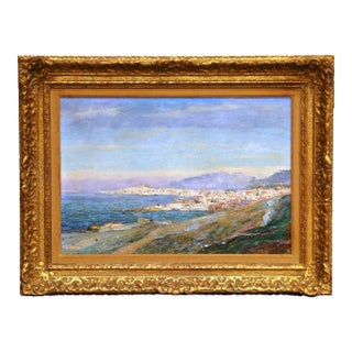 19th Century French Coastal Landscape Oil Painting by Jean-Baptiste Duffaud For Sale