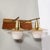 Brown Mid-Century Modernist Dual-Head Brass & Frosted Glass Sconce on Teakwood For Sale - Image 8 of 11