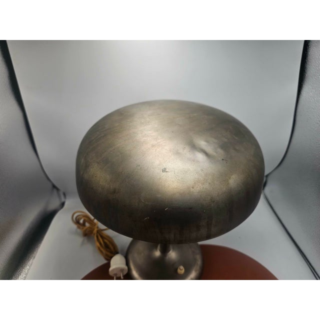 Art deco, brass lamp, mushroom, dimensions: height: 32 cm, diameter: 27.5 cm, diameter at the base: 17 cm. European Plug...