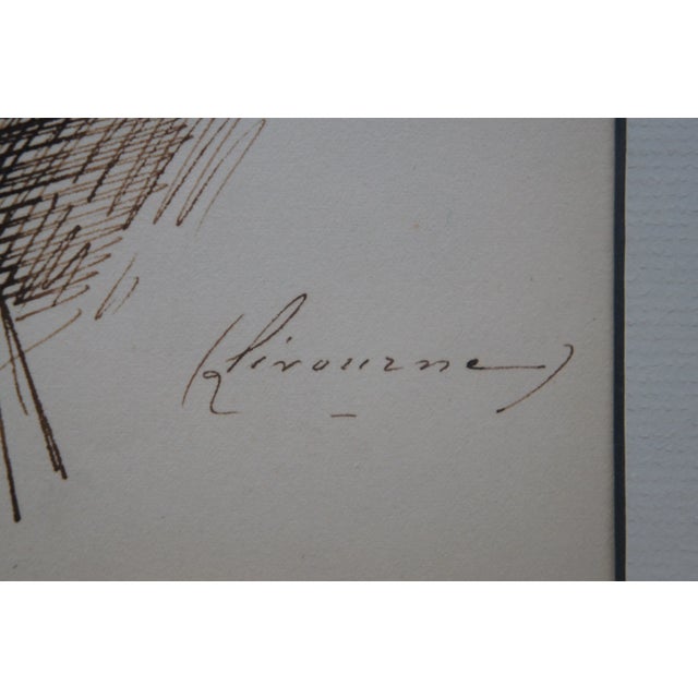 White 1859 French Emile Dupont Portrait Ink Drawing For Sale - Image 8 of 10