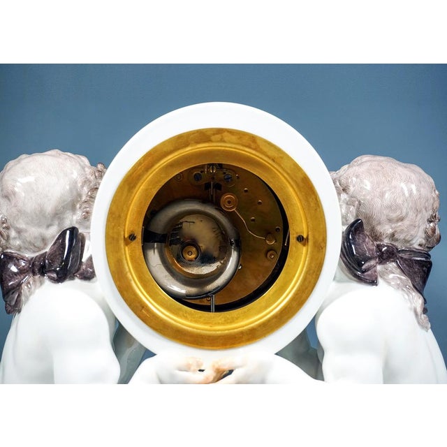 Vintage Art Deco Mantle Clock with Two Putti by Paul Scheurich for Meissen, 1920s For Sale - Image 10 of 13