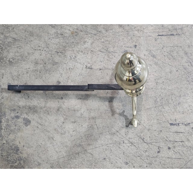Late 20th Century Virginia Metalcrafters Williamsburg Brass Fireplace Andirons Cw 100-2 W Logholders For Sale In Cleveland - Image 6 of 12
