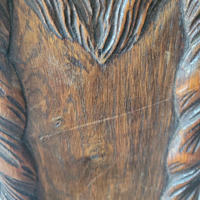 Antique Art Deco Hand Carved Oak Crucifix Face of Jesus Wall Cross 25" Tall For Sale - Image 18 of 18