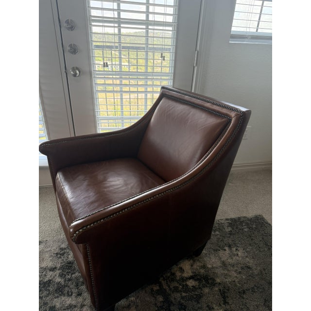 Bernhardt Brown Leather Club Chair With Nailhead Trim For Sale - Image 13 of 13