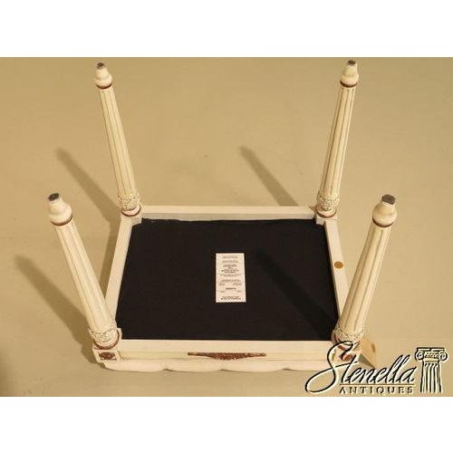 White Louis XV French Style Paint Decorared Stool Custom Upholstery For Sale - Image 8 of 8