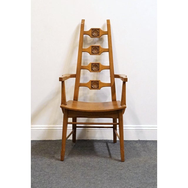 Rustic Unique Furniture Solid Oak Southwestern Mediterranean Ladderback Dining Arm Chair 5530 – American Fiesta Finish For Sale - Image 3 of 10