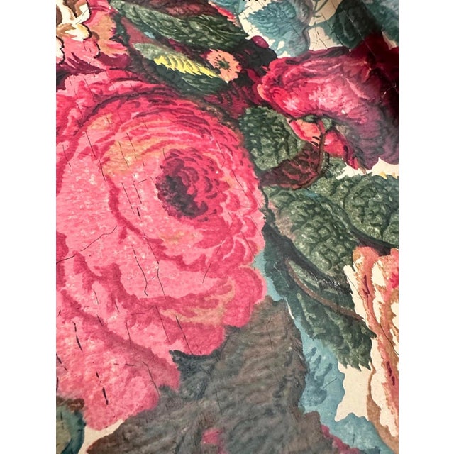1920s 1920s Chateau-Discovered Antique French Paul Dumas Floral Wallpaper Panel - 29"x30" For Sale - Image 5 of 9