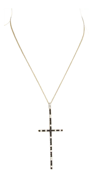 Roberto Coin Diamond & Black Sapphire 18k Gold Large Cross Pendant Necklace