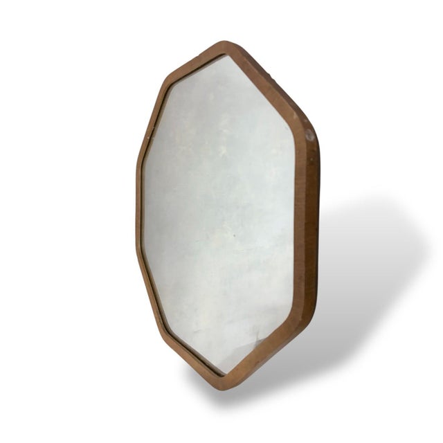 Vintage Oak Octagonal Wall Mirror For Sale - Image 5 of 8