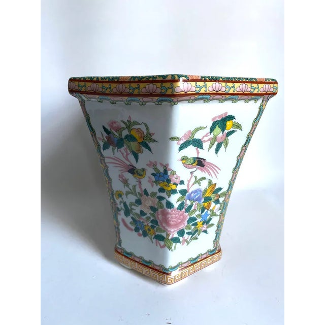 Chinese Hexagonal Porcelain Cachepot For Sale - Image 4 of 8