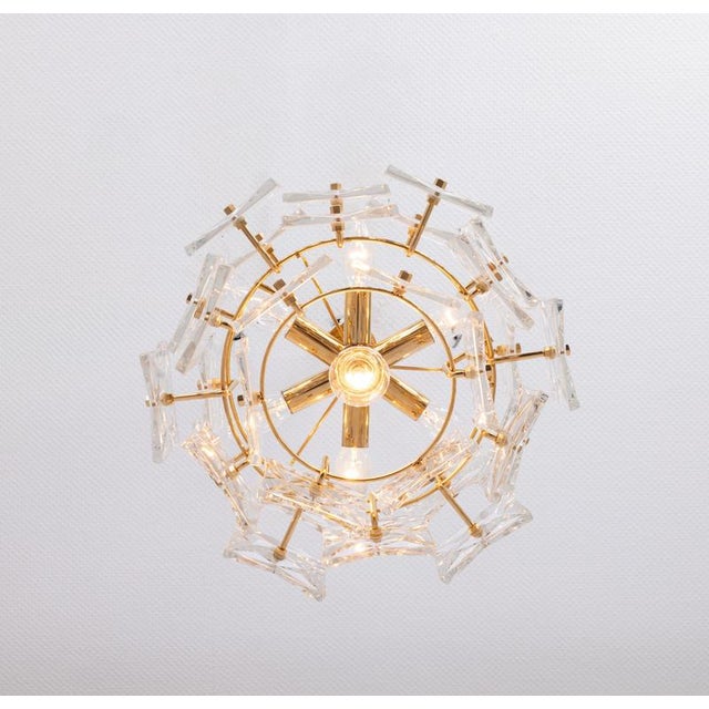 Chandelier in Brass and Crystal Glass from Kinkeldey, Germany, 1970s For Sale - Image 3 of 11