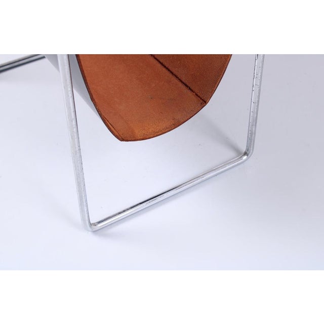 Chrome Steel and Black Leather Magazine Rack from Brabantia, 1960s For Sale - Image 6 of 13