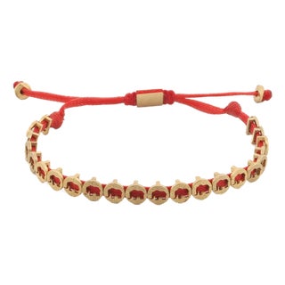Lucky Elephant Red Woven Unisex String Bracelet For Sale
