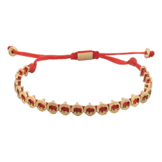 Lucky Elephant Red Woven Unisex String Bracelet For Sale
