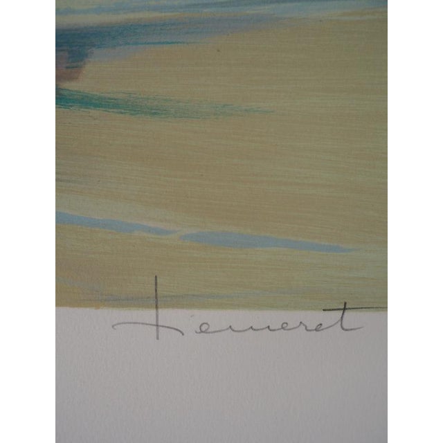 Claude HEMERET (1929) Blue bouquet Original color lithograph Signed in pencil On Arches Vellum 56 x 76 cm (c. 22 x 30...