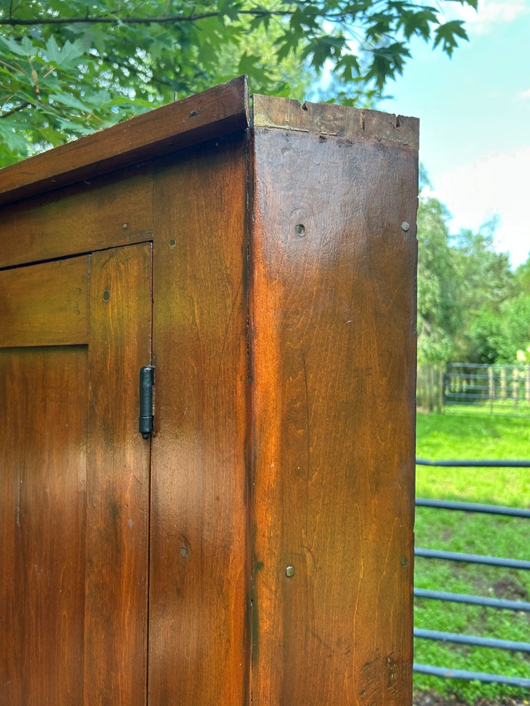 Antique Honey Pine Corner Cabinet With Painted Interior | Chairish
